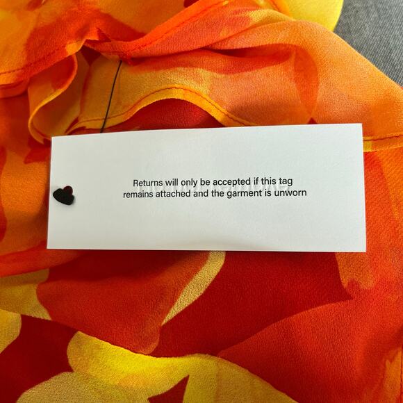 Rumored Chiffon Vintage Slip Mini Dress Heatwave Yellow Orange Floral XL NWT - Picture 13 of 15